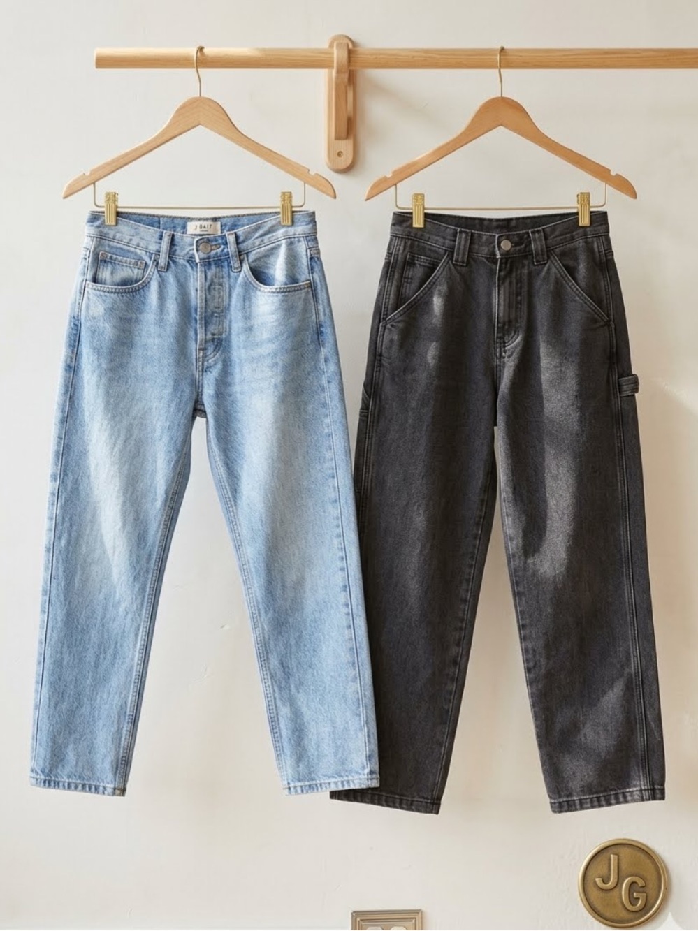 J. Galt Denim Jeans Duo - Light Blue & Charcoal denim - size 2 - straight leg-